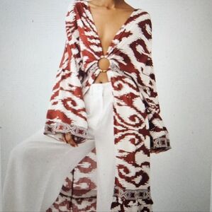 Anthropologie PRINTED Front-Ring Kaftan- NWT